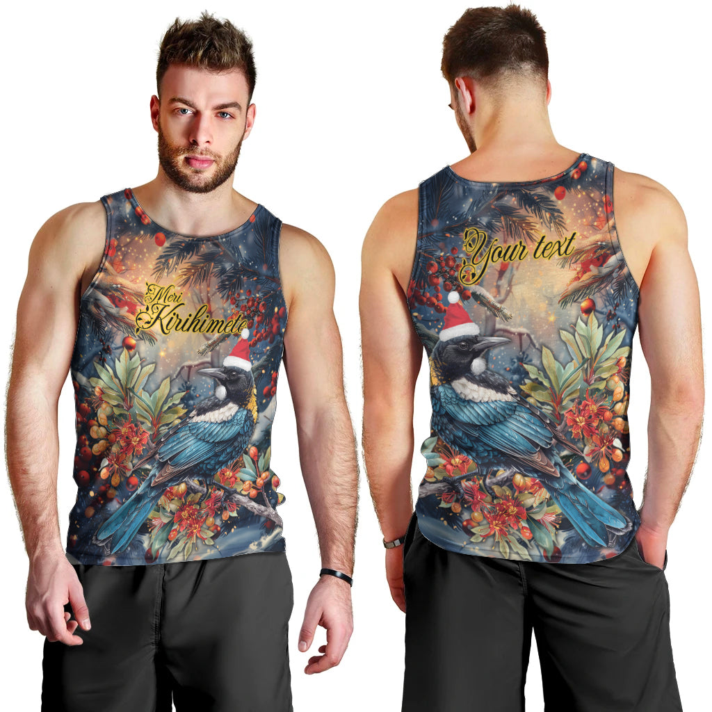 Personalised New Zealand Tui in Pohutukawa Men Tank Top Christmas in July - Vibe Hoodie Shop