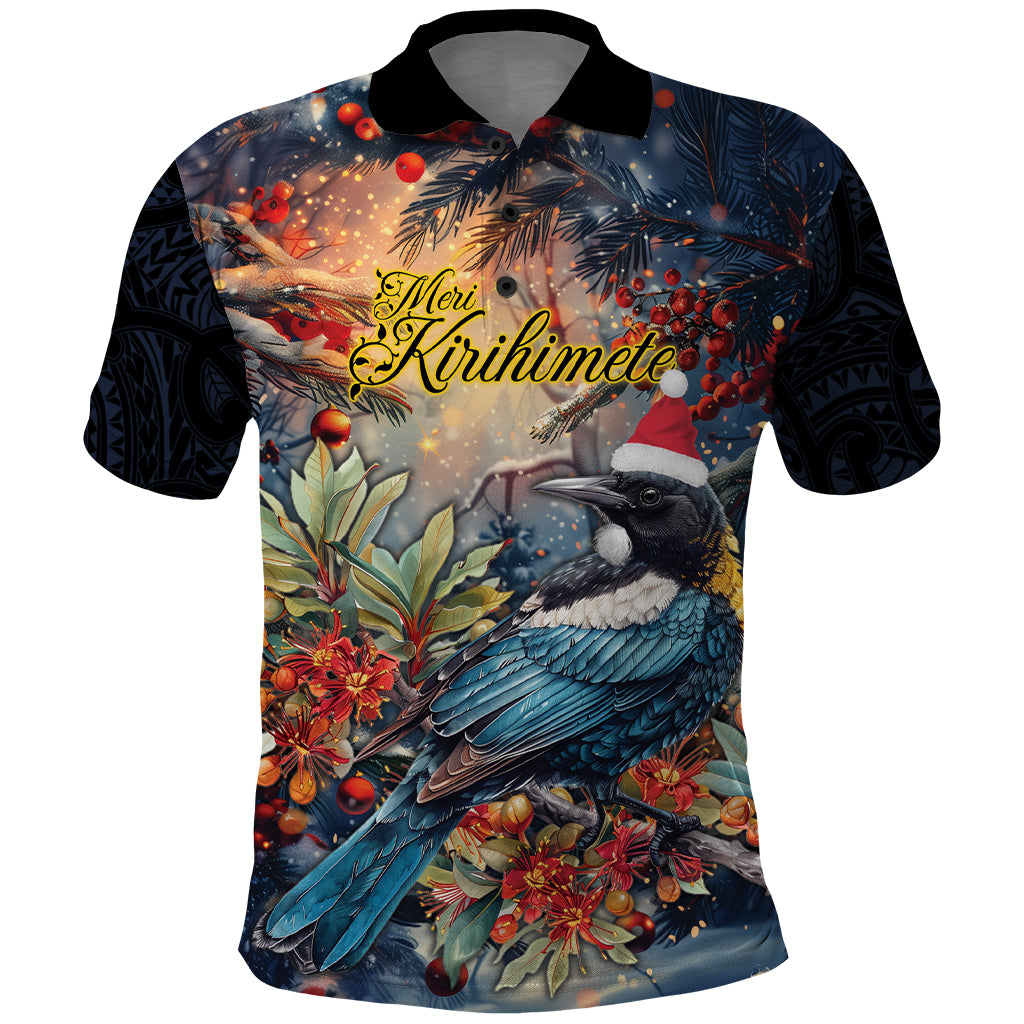 Personalised New Zealand Tui in Pohutukawa Polo Shirt Christmas in July LT9 - Vibe Hoodie Shop