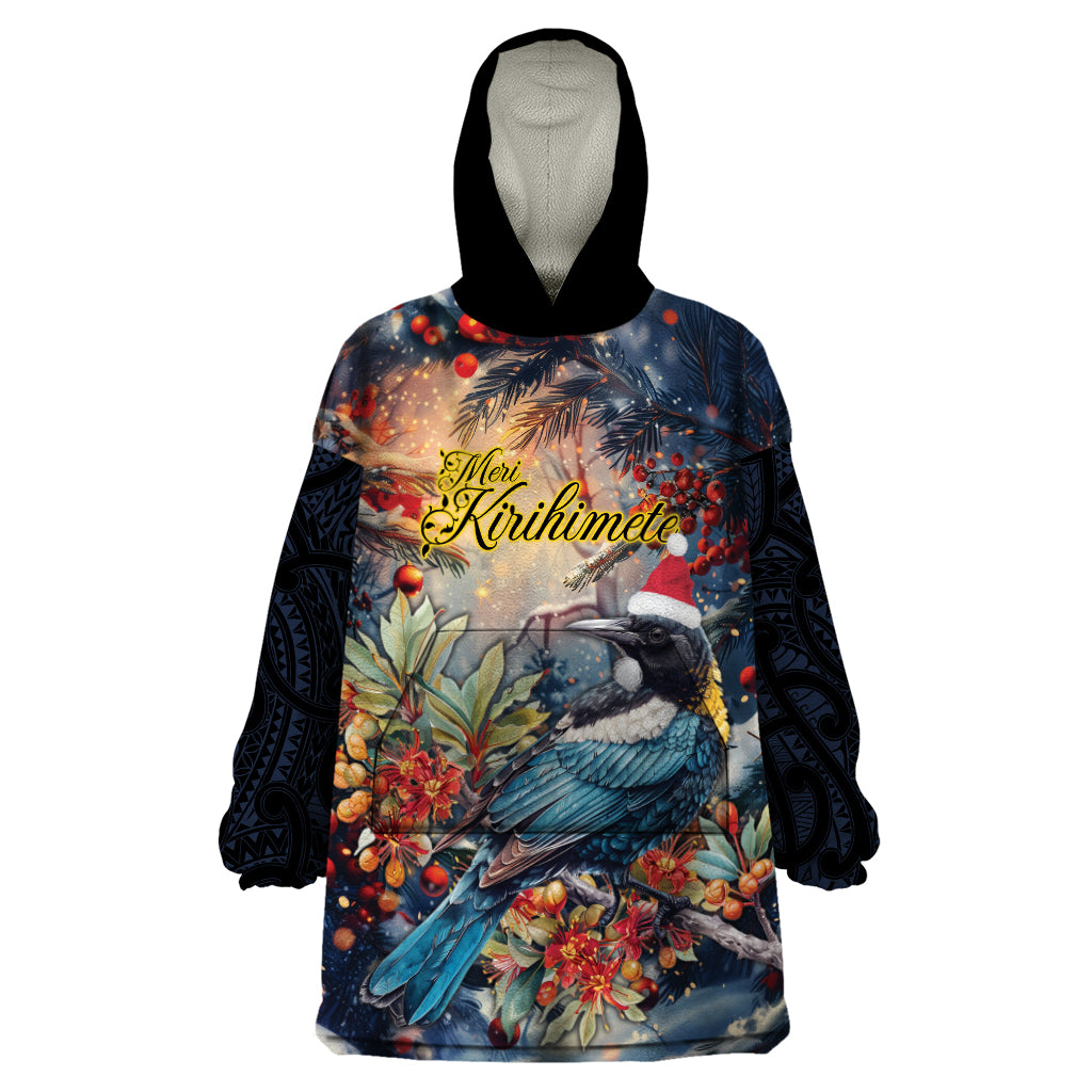 Personalised New Zealand Tui in Pohutukawa Wearable Blanket Hoodie Christmas in July - Vibe Hoodie Shop