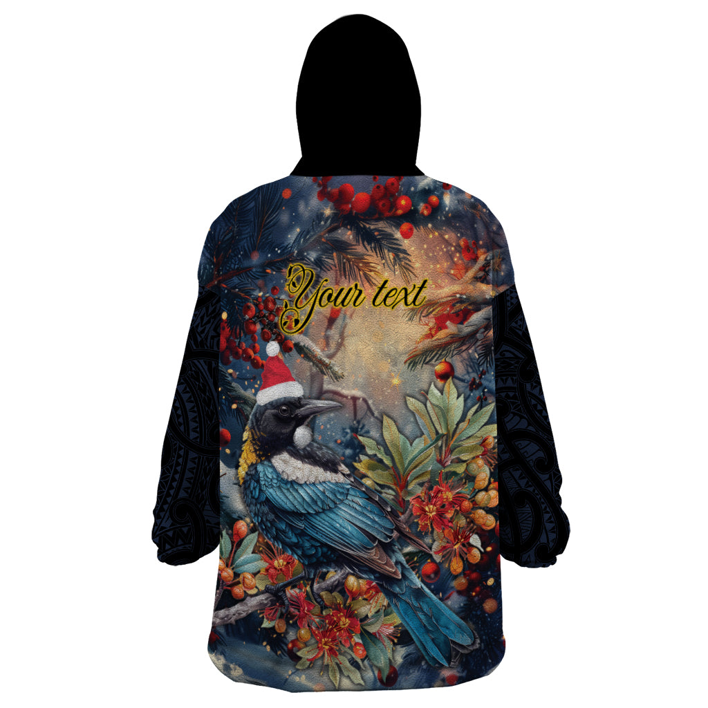 Personalised New Zealand Tui in Pohutukawa Wearable Blanket Hoodie Christmas in July - Vibe Hoodie Shop