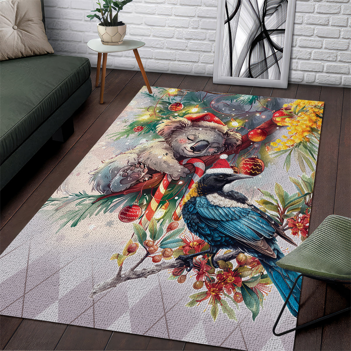 Koala and Tui Bird Christmas in July Area Rug - Vibe Hoodie Shop