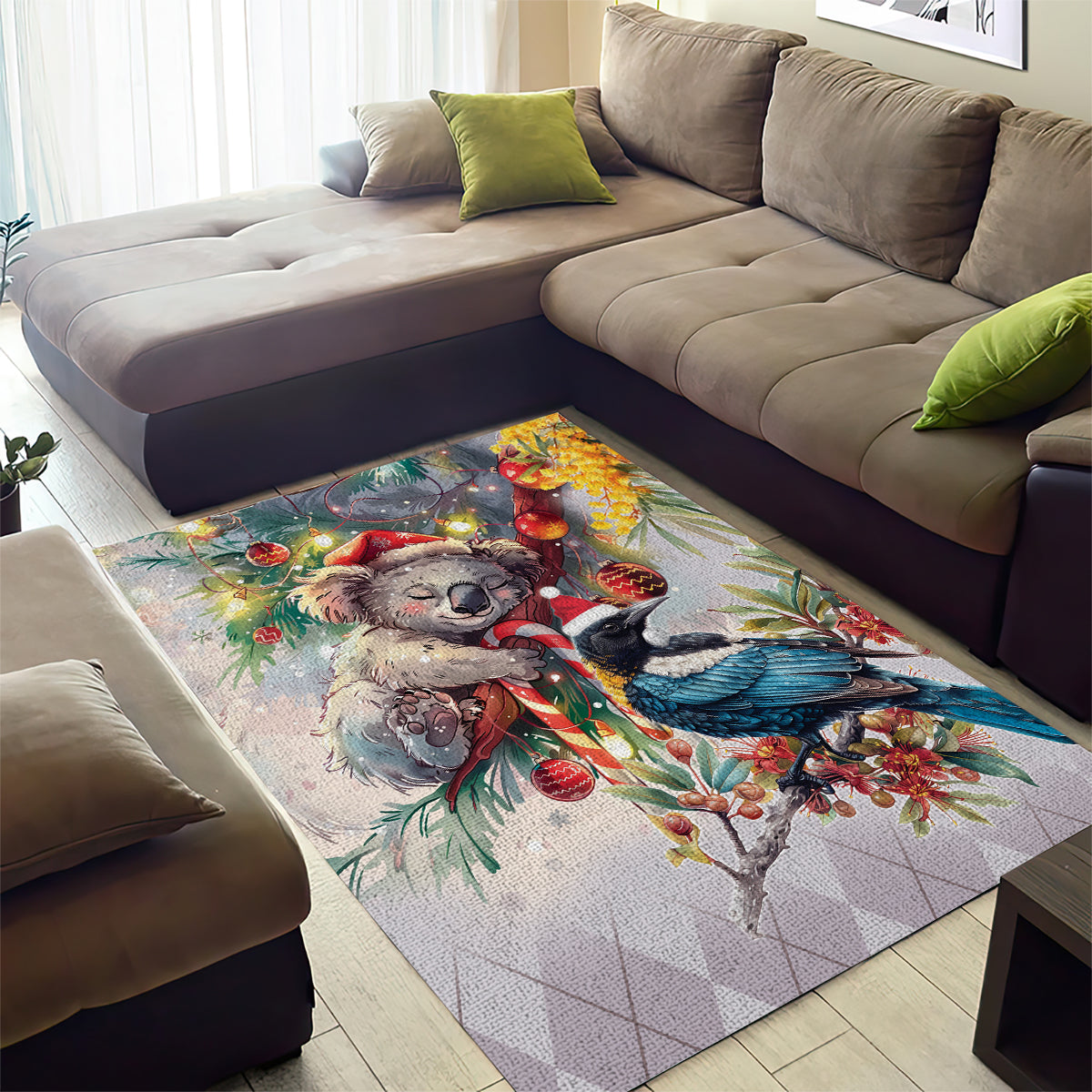 Koala and Tui Bird Christmas in July Area Rug - Vibe Hoodie Shop