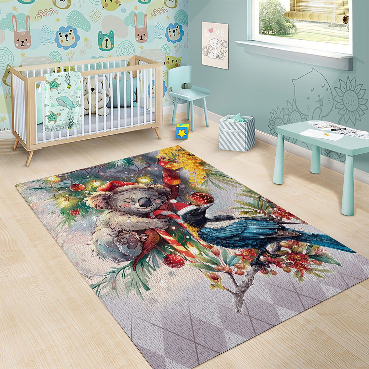 Koala and Tui Bird Christmas in July Area Rug - Vibe Hoodie Shop