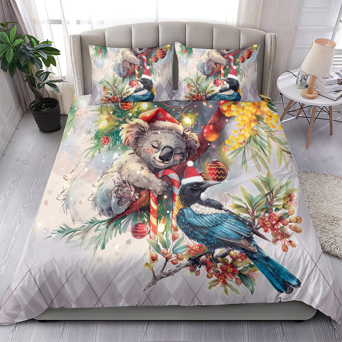 Koala and Tui Bird Christmas in July Bedding Set - Vibe Hoodie Shop