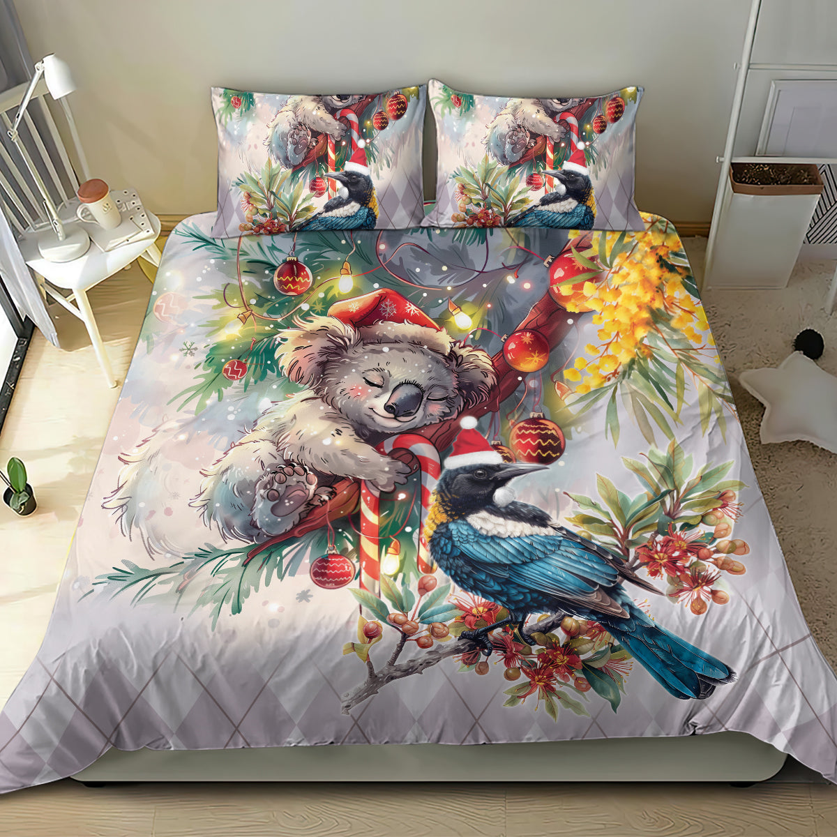 Koala and Tui Bird Christmas in July Bedding Set - Vibe Hoodie Shop