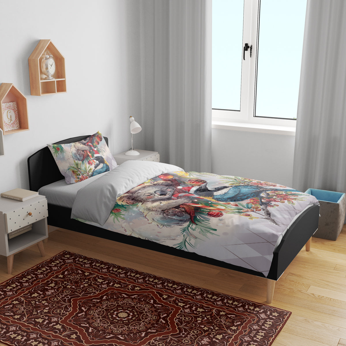 Koala and Tui Bird Christmas in July Bedding Set - Vibe Hoodie Shop