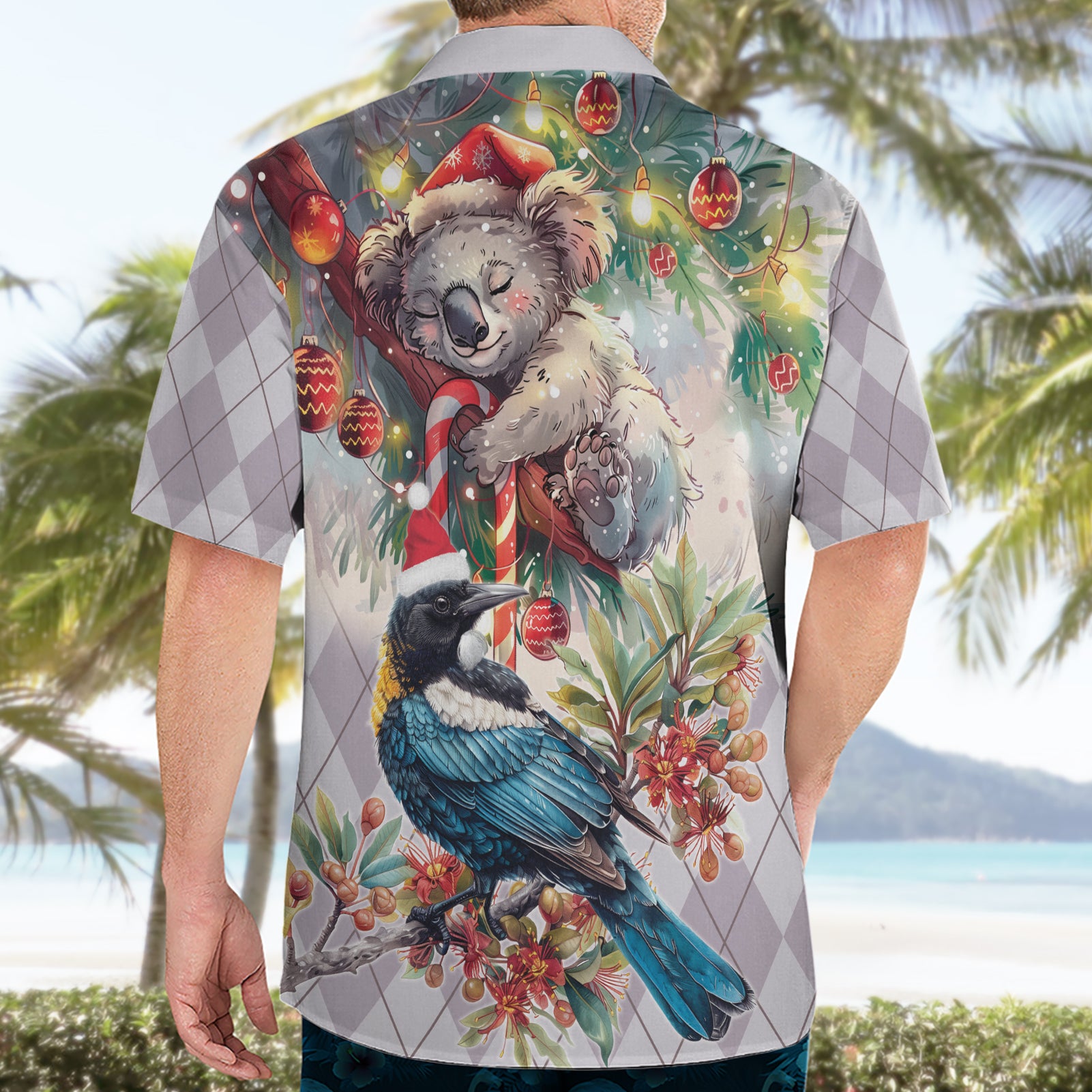 Koala and Tui Bird Christmas in July Hawaiian Shirt - Vibe Hoodie Shop