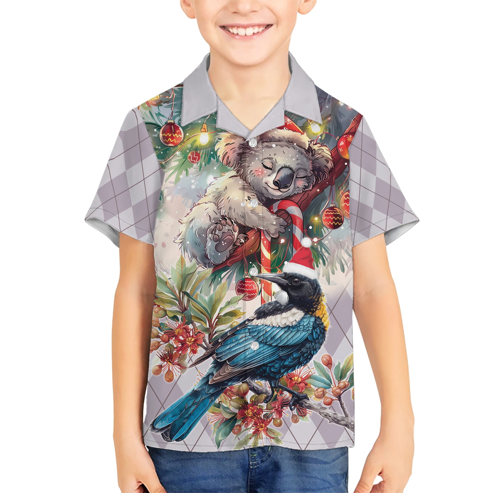 Koala and Tui Bird Christmas in July Hawaiian Shirt - Vibe Hoodie Shop