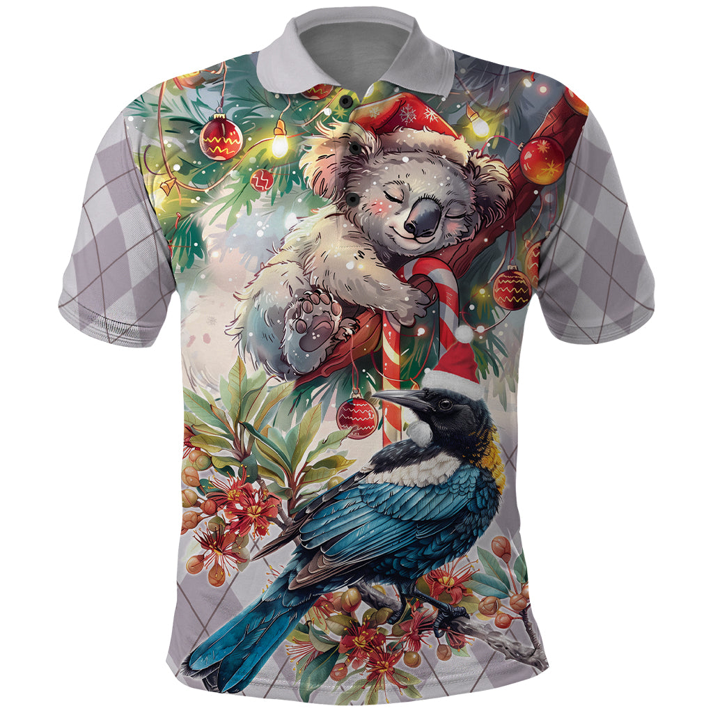 Koala and Tui Bird Christmas in July Polo Shirt LT9 - Vibe Hoodie Shop