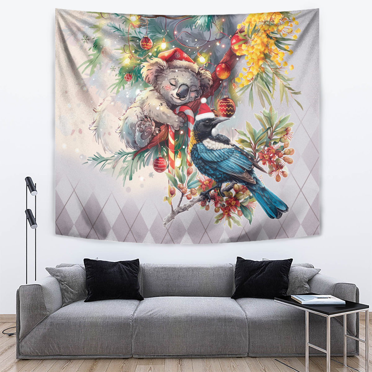 Koala and Tui Bird Christmas in July Tapestry - Vibe Hoodie Shop