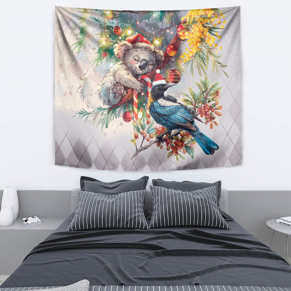 Koala and Tui Bird Christmas in July Tapestry - Vibe Hoodie Shop