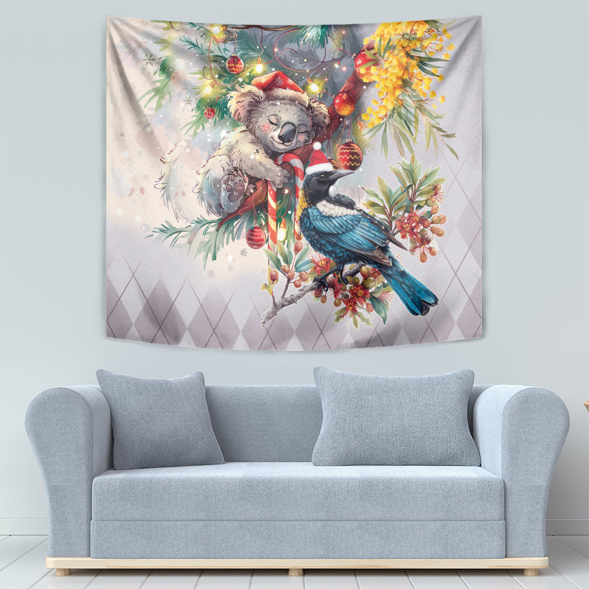 Koala and Tui Bird Christmas in July Tapestry - Vibe Hoodie Shop