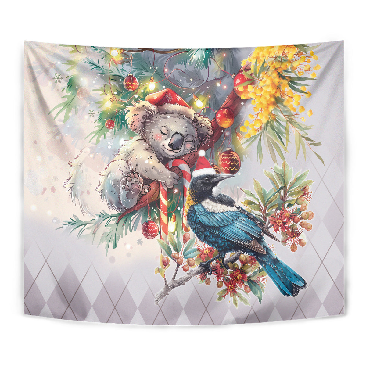 Koala and Tui Bird Christmas in July Tapestry - Vibe Hoodie Shop