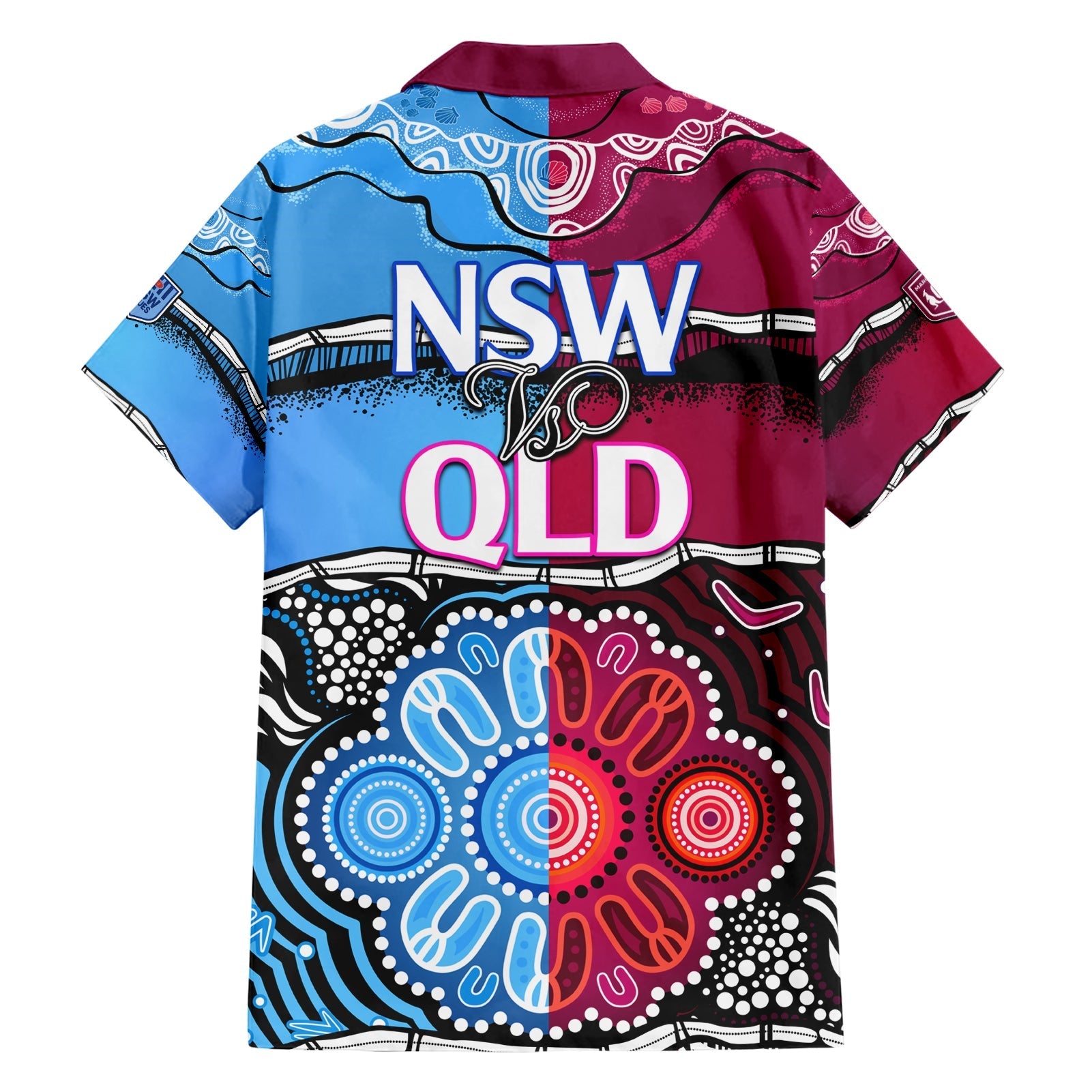 NSW Combine QLD State of Origin Hawaiian Shirt New South Wales and Queensland Aboriginal - Vibe Hoodie Shop