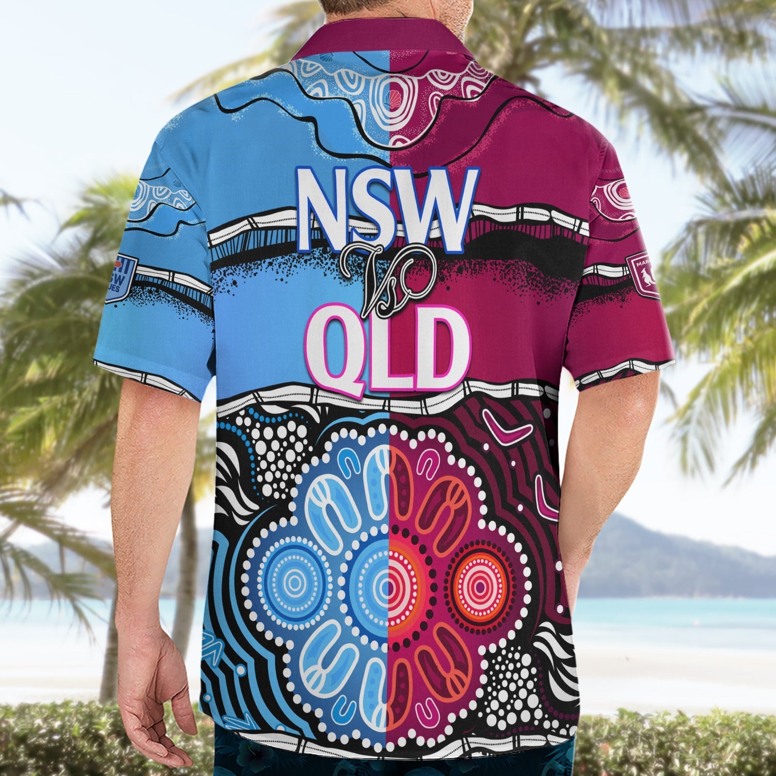 NSW Combine QLD State of Origin Hawaiian Shirt New South Wales and Queensland Aboriginal - Vibe Hoodie Shop