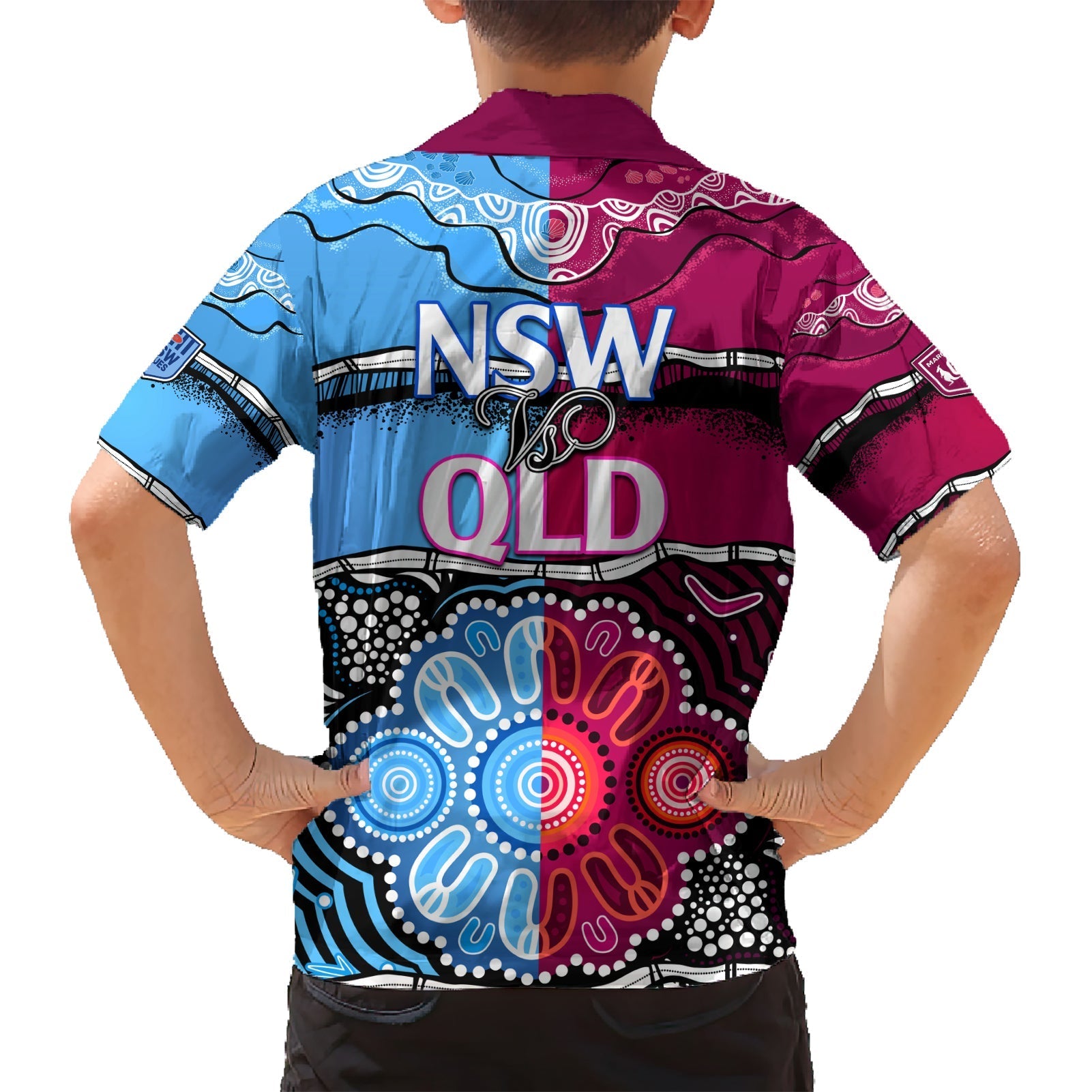 NSW Combine QLD State of Origin Hawaiian Shirt New South Wales and Queensland Aboriginal - Vibe Hoodie Shop