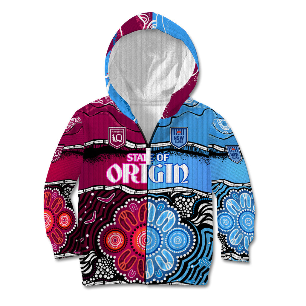 NSW Combine QLD State of Origin Kid Hoodie New South Wales and Queensland Aboriginal - Vibe Hoodie Shop