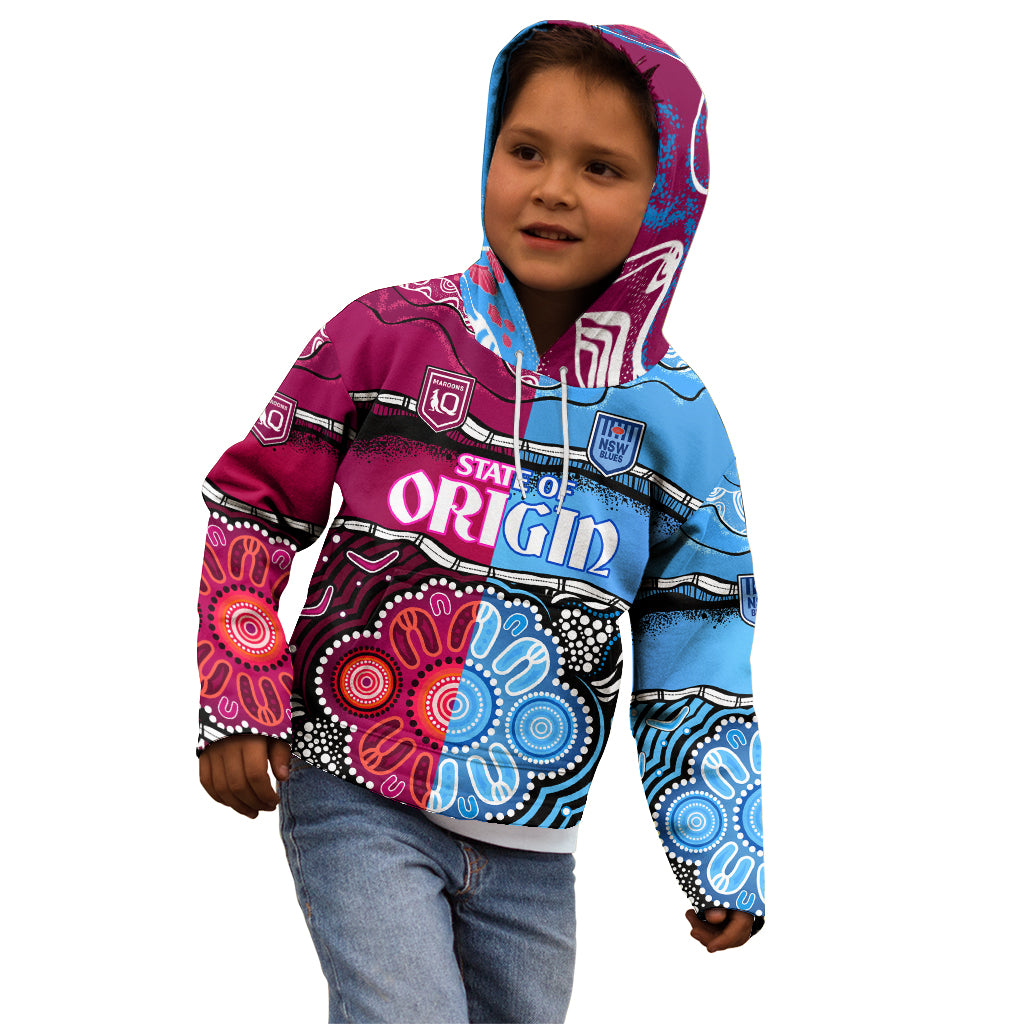 NSW Combine QLD State of Origin Kid Hoodie New South Wales and Queensland Aboriginal - Vibe Hoodie Shop