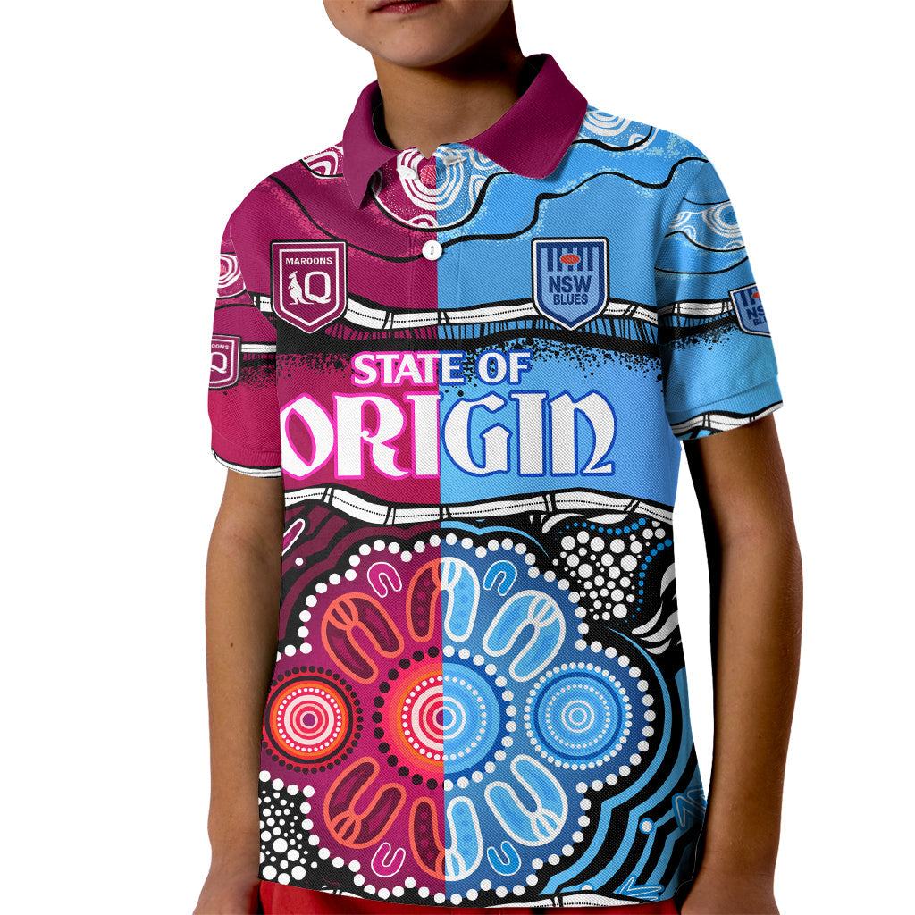 NSW Combine QLD State of Origin Kid Polo Shirt New South Wales and Queensland Aboriginal - Vibe Hoodie Shop