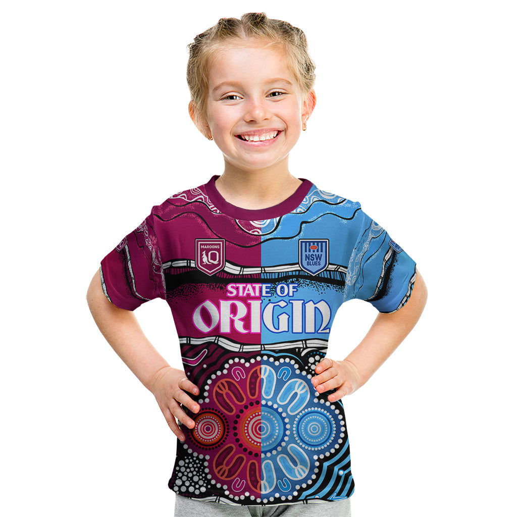 NSW Combine QLD State of Origin Kid T Shirt New South Wales and Queensland Aboriginal - Vibe Hoodie Shop