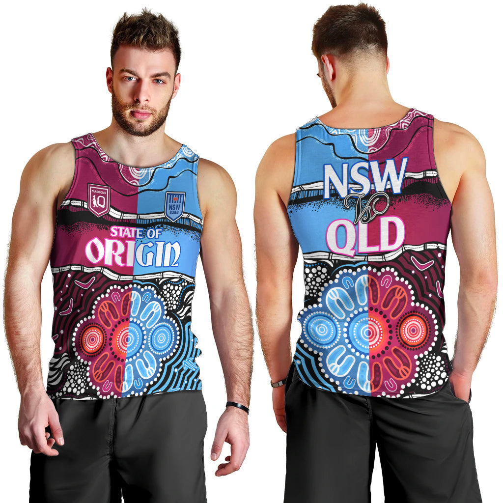 NSW Combine QLD State of Origin Men Tank Top New South Wales and Queensland Aboriginal - Vibe Hoodie Shop