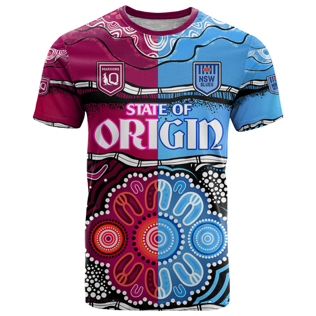 NSW Combine QLD State of Origin T Shirt New South Wales and Queensland Aboriginal LT9 - Vibe Hoodie Shop