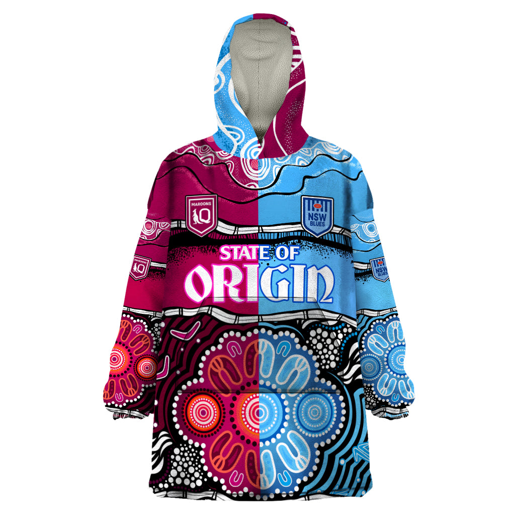 NSW Combine QLD State of Origin Wearable Blanket Hoodie New South Wales and Queensland Aboriginal - Vibe Hoodie Shop