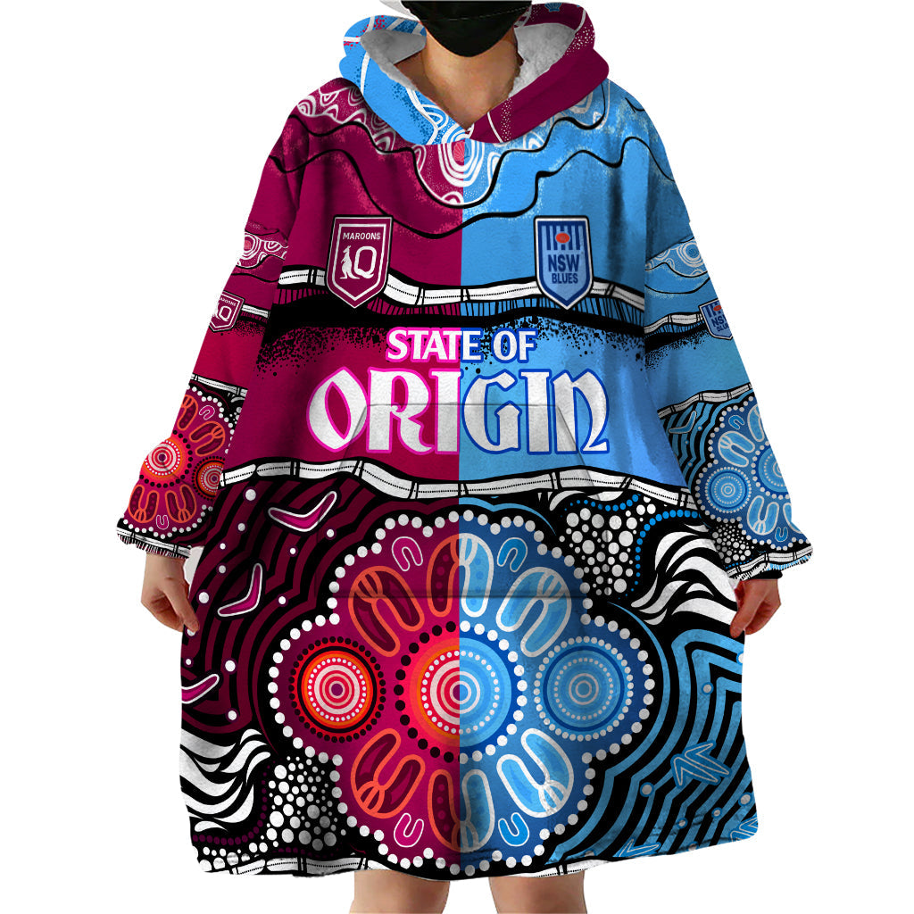 NSW Combine QLD State of Origin Wearable Blanket Hoodie New South Wales and Queensland Aboriginal - Vibe Hoodie Shop