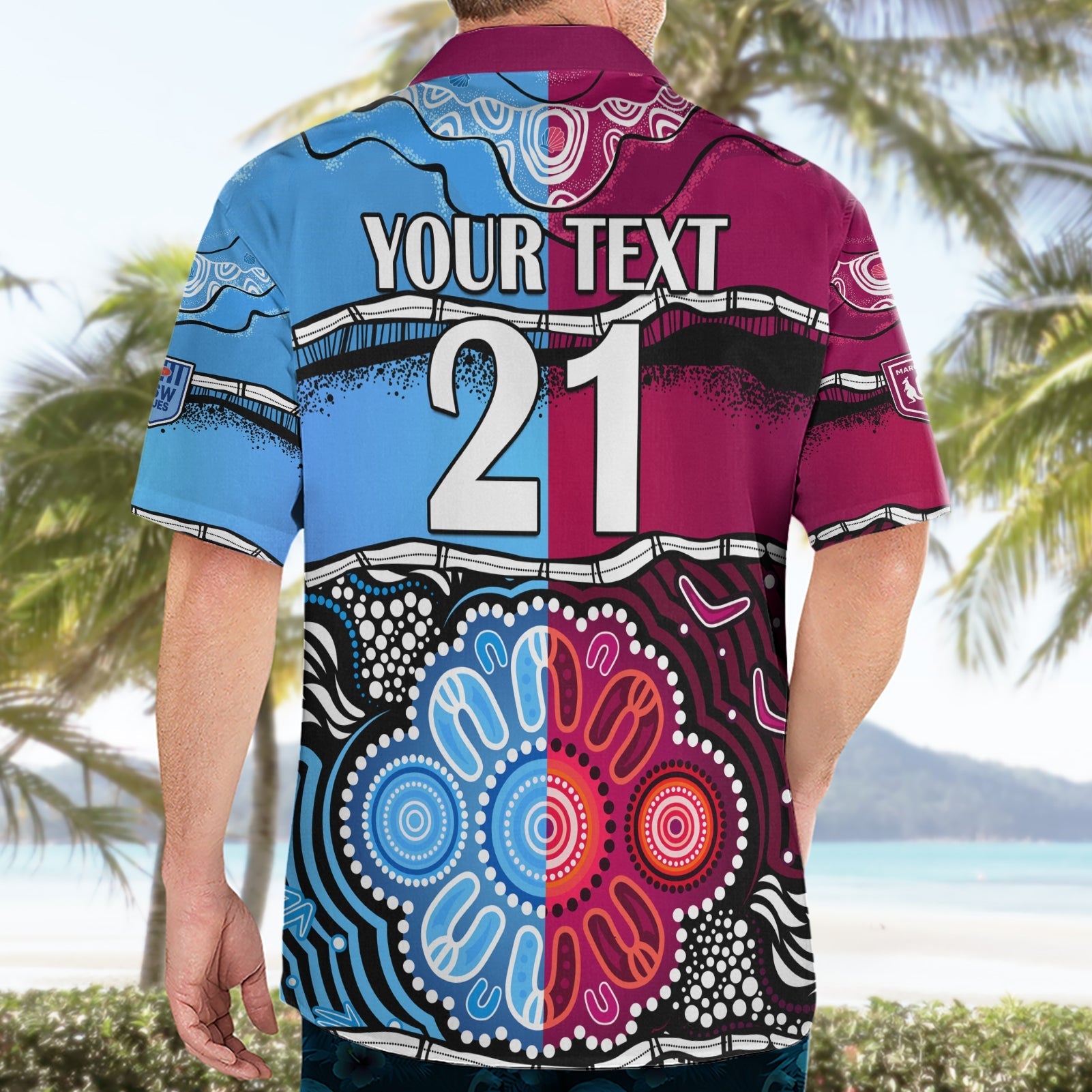 (Custom Text And Number) NSW Combine QLD State of Origin Hawaiian Shirt New South Wales and Queensland Aboriginal - Vibe Hoodie Shop