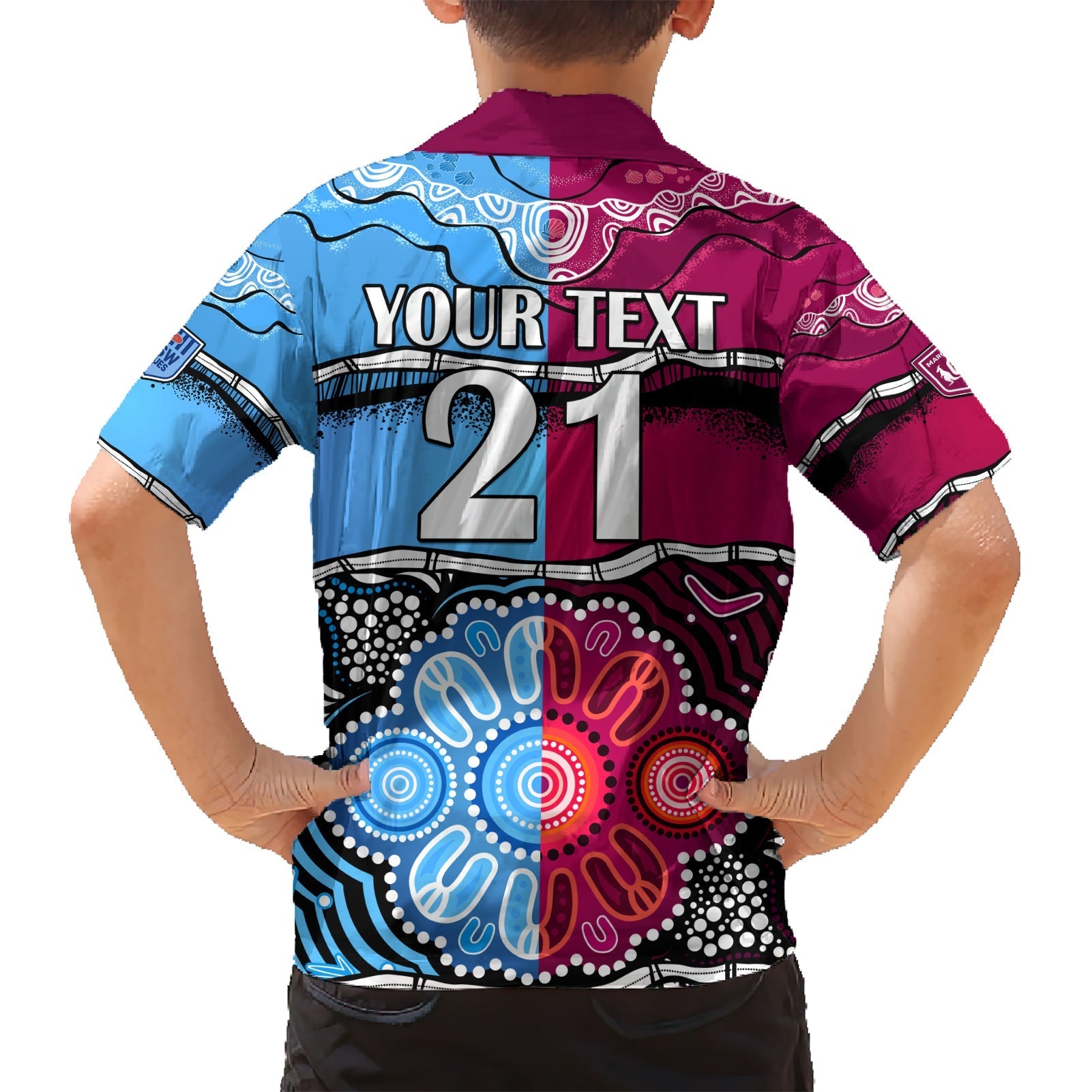 (Custom Text And Number) NSW Combine QLD State of Origin Hawaiian Shirt New South Wales and Queensland Aboriginal - Vibe Hoodie Shop