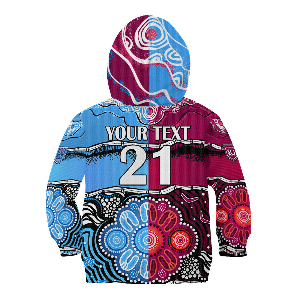 (Custom Text And Number) NSW Combine QLD State of Origin Kid Hoodie New South Wales and Queensland Aboriginal - Vibe Hoodie Shop