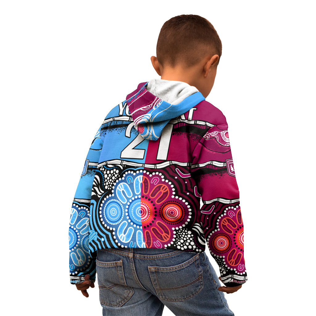 (Custom Text And Number) NSW Combine QLD State of Origin Kid Hoodie New South Wales and Queensland Aboriginal - Vibe Hoodie Shop