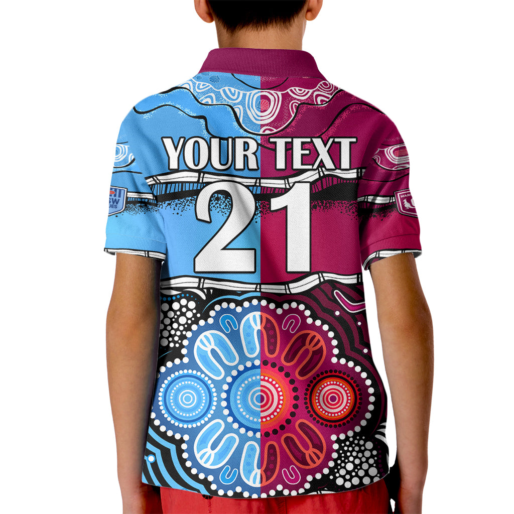 (Custom Text And Number) NSW Combine QLD State of Origin Kid Polo Shirt New South Wales and Queensland Aboriginal - Vibe Hoodie Shop