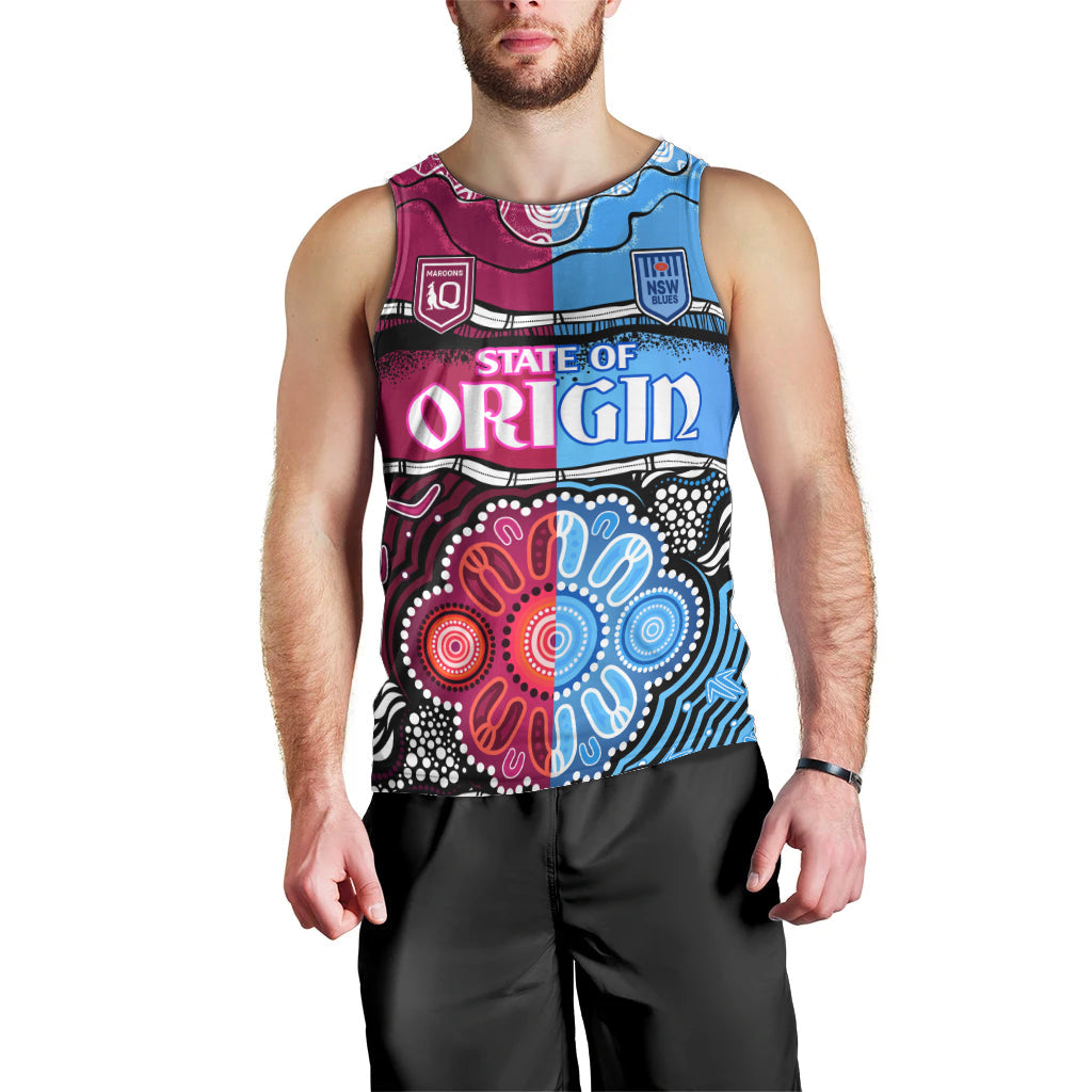 (Custom Text And Number) NSW Combine QLD State of Origin Men Tank Top New South Wales and Queensland Aboriginal - Vibe Hoodie Shop