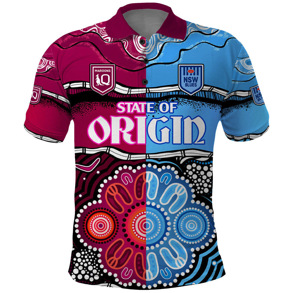 (Custom Text And Number) NSW Combine QLD State of Origin Polo Shirt New South Wales and Queensland Aboriginal LT9 - Vibe Hoodie Shop
