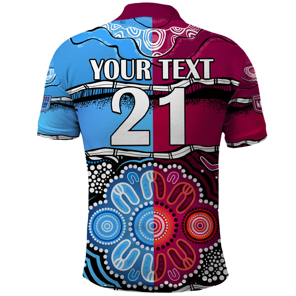 (Custom Text And Number) NSW Combine QLD State of Origin Polo Shirt New South Wales and Queensland Aboriginal LT9 - Vibe Hoodie Shop