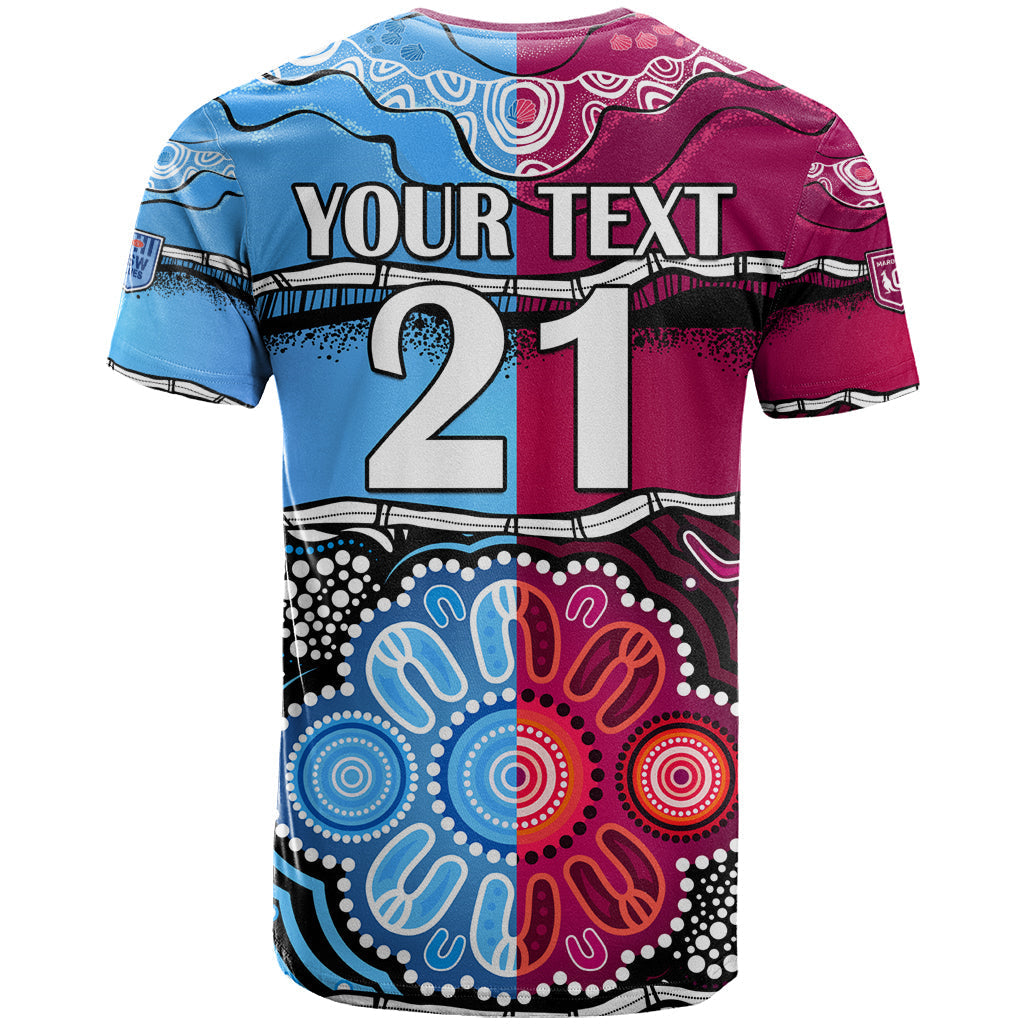 (Custom Text And Number) NSW Combine QLD State of Origin T Shirt New South Wales and Queensland Aboriginal LT9 - Vibe Hoodie Shop