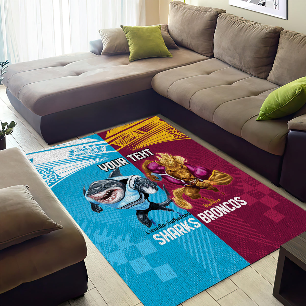 Custom Broncos and Sharks Area Rug Sporty Style - Vibe Hoodie Shop