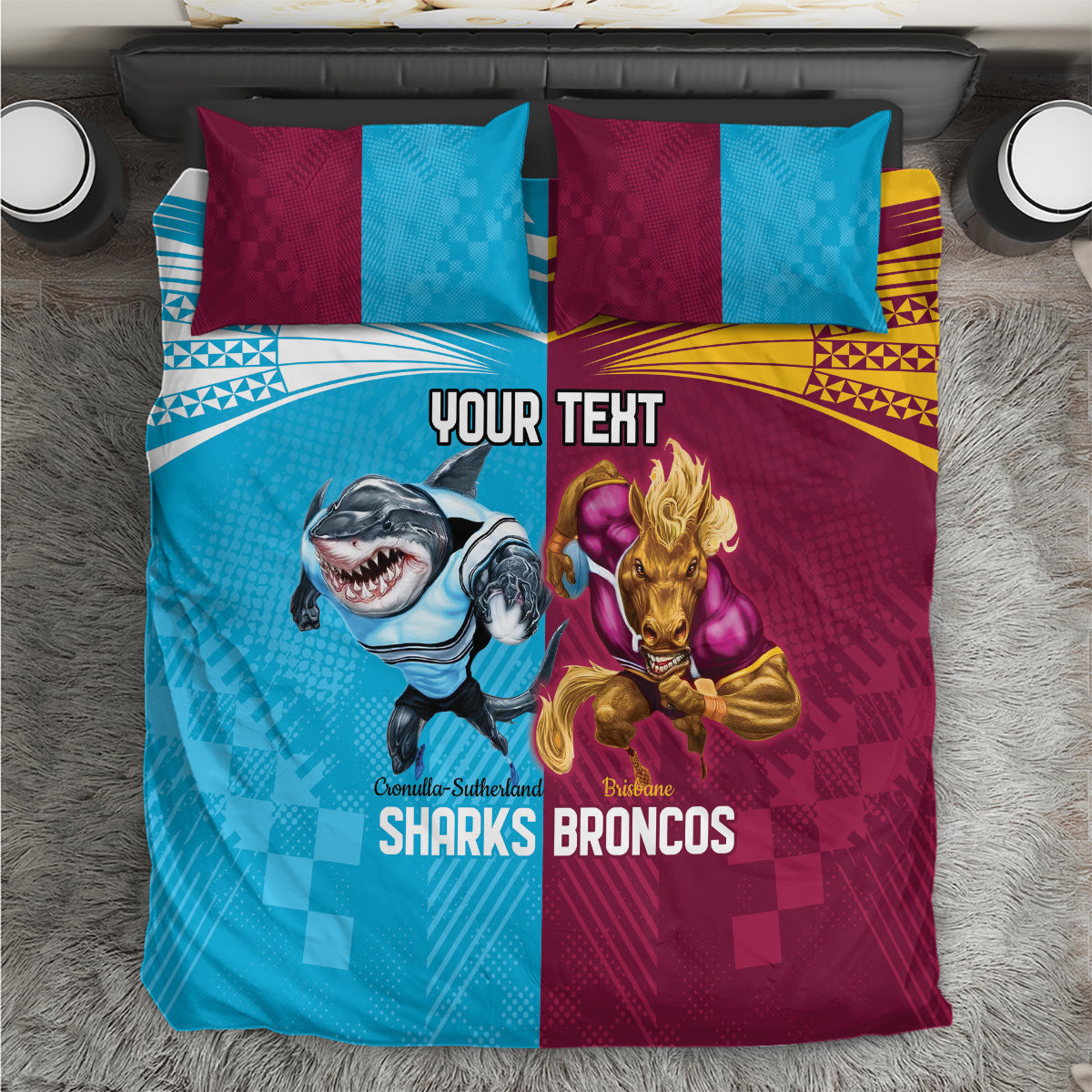 Custom Broncos and Sharks Bedding Set Sporty Style - Vibe Hoodie Shop