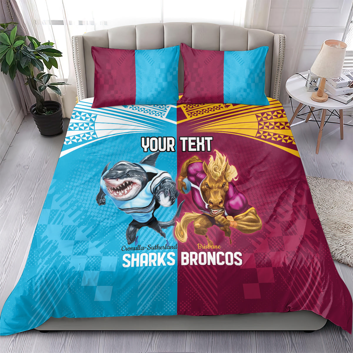Custom Broncos and Sharks Bedding Set Sporty Style - Vibe Hoodie Shop