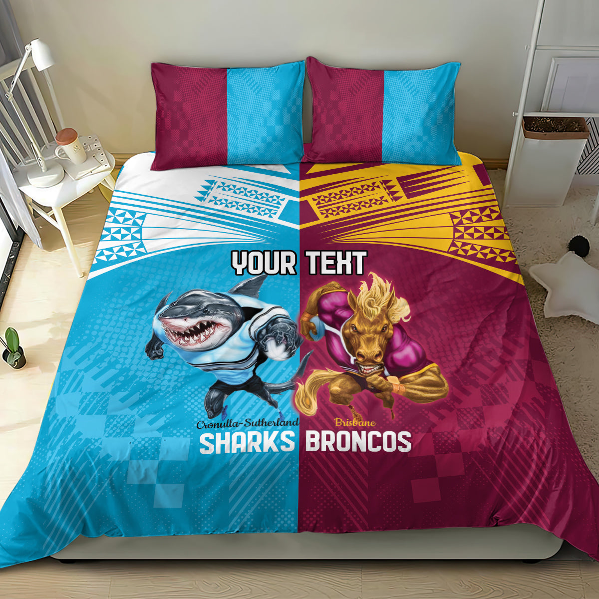 Custom Broncos and Sharks Bedding Set Sporty Style - Vibe Hoodie Shop
