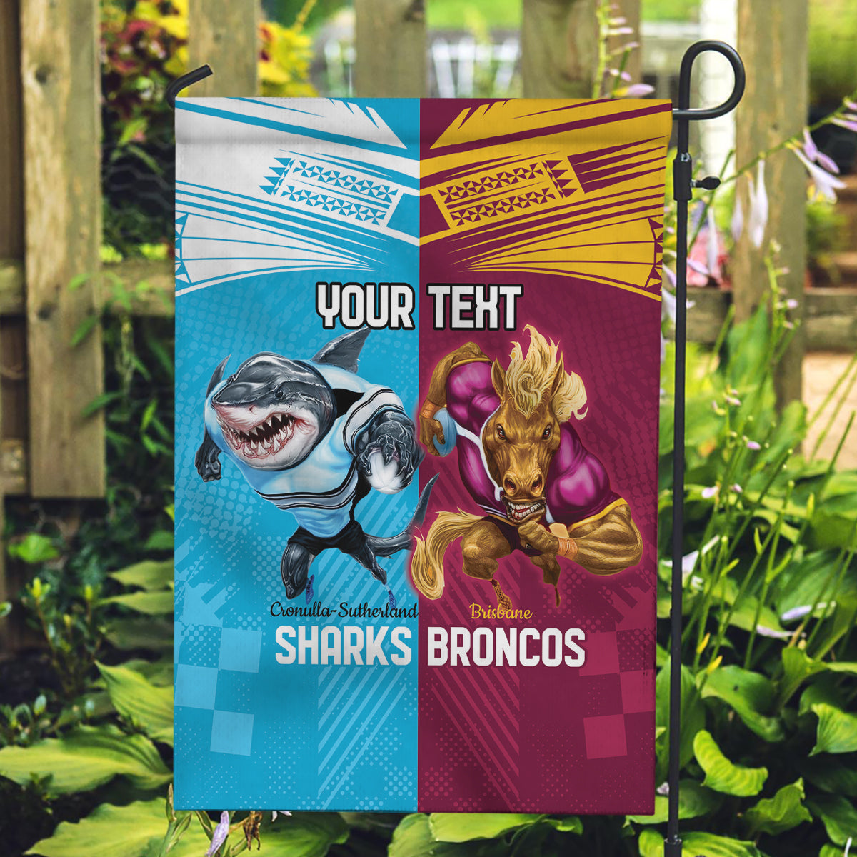 Custom Broncos and Sharks Garden Flag Sporty Style - Vibe Hoodie Shop