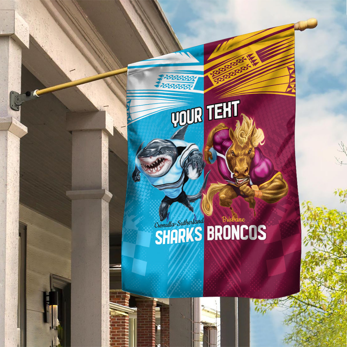 Custom Broncos and Sharks Garden Flag Sporty Style - Vibe Hoodie Shop