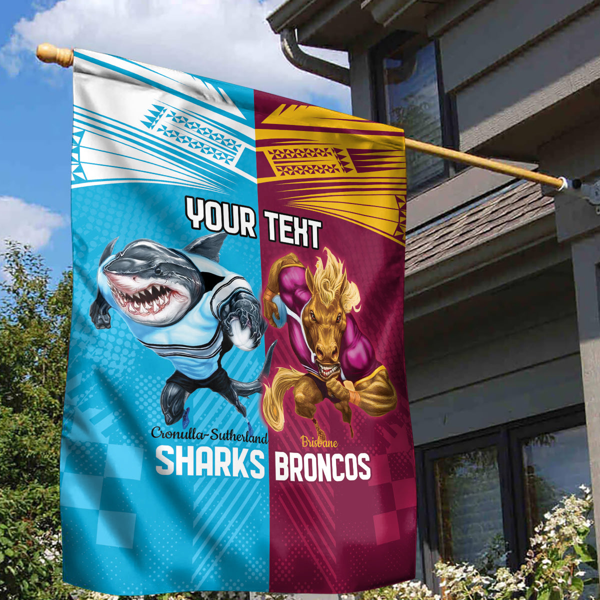 Custom Broncos and Sharks Garden Flag Sporty Style - Vibe Hoodie Shop