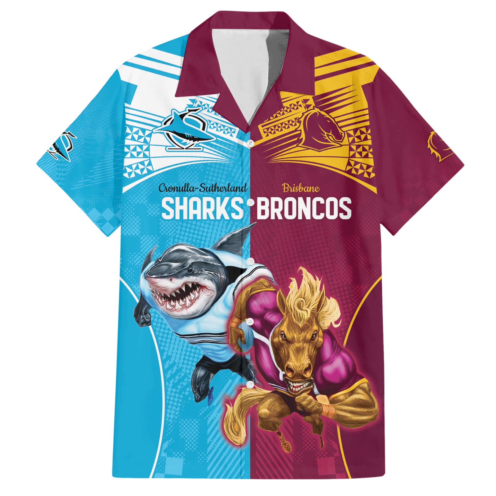 Custom Broncos and Sharks Hawaiian Shirt Sporty Style - Vibe Hoodie Shop