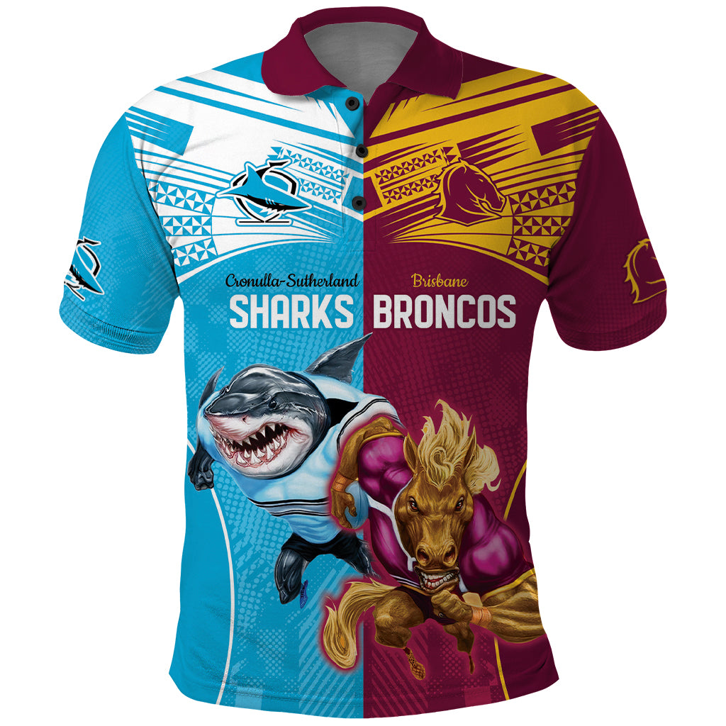 Custom Broncos and Sharks Polo Shirt Sporty Style LT9 - Vibe Hoodie Shop