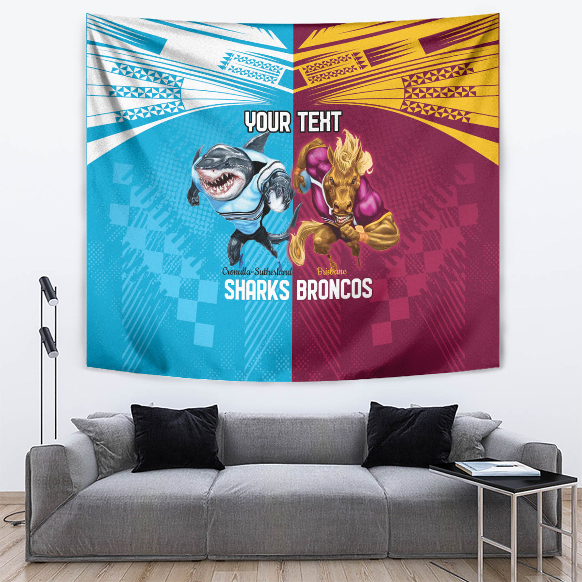 Custom Broncos and Sharks Tapestry Sporty Style - Vibe Hoodie Shop