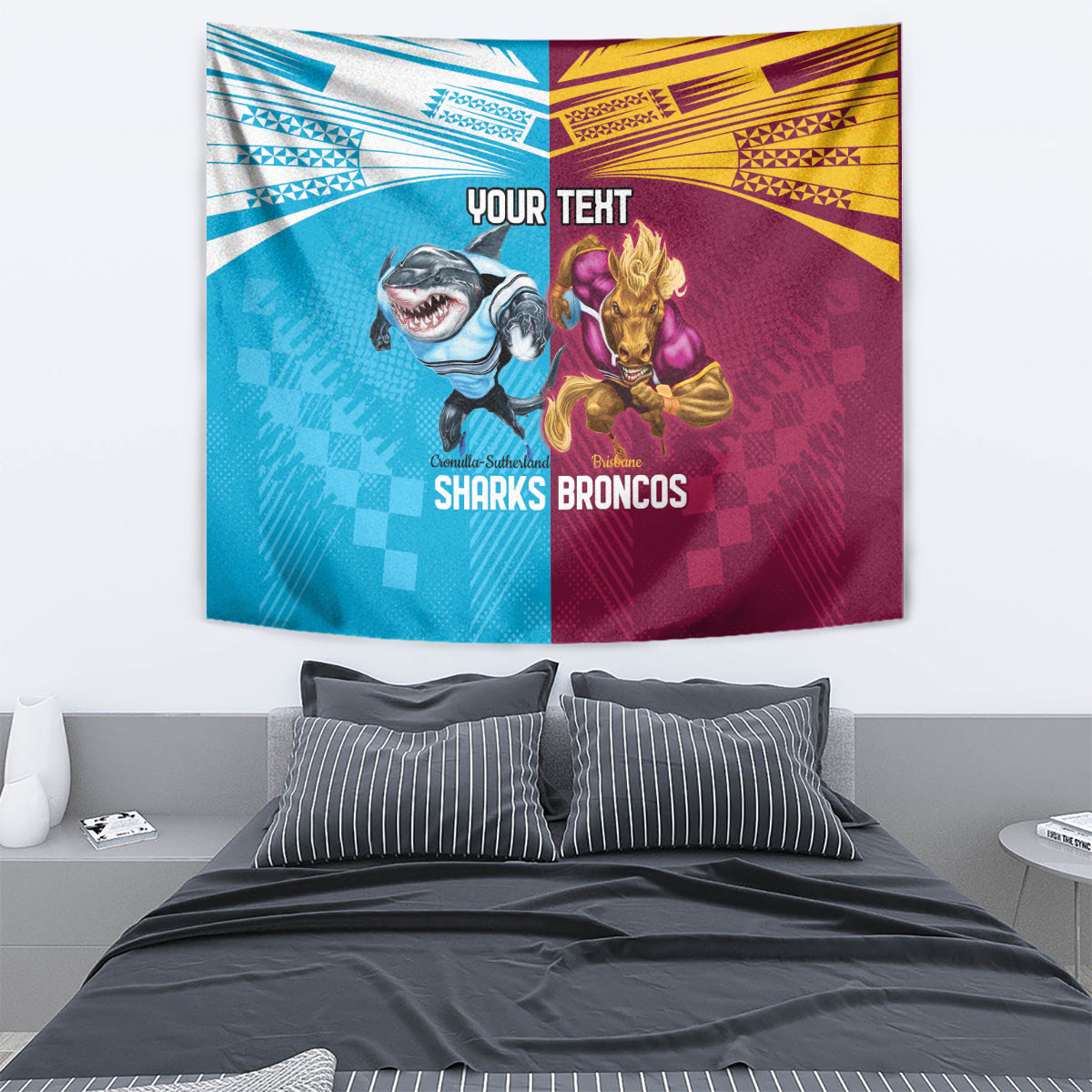 Custom Broncos and Sharks Tapestry Sporty Style - Vibe Hoodie Shop