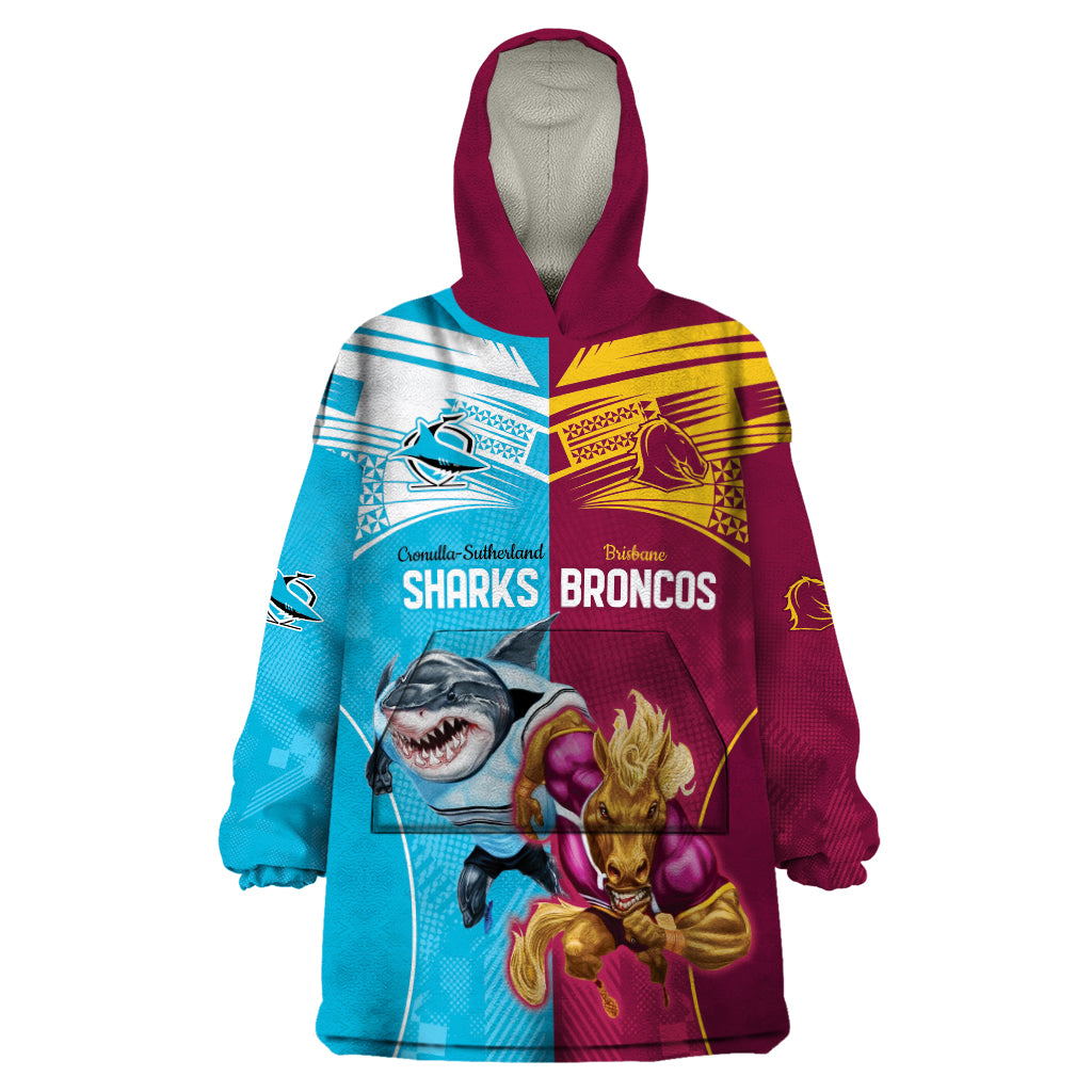 Custom Broncos and Sharks Wearable Blanket Hoodie Sporty Style - Vibe Hoodie Shop