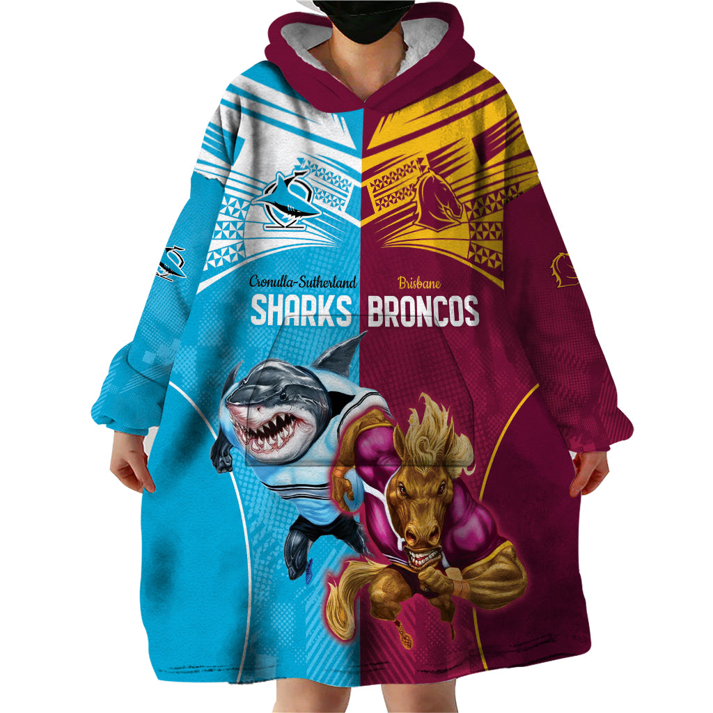 Custom Broncos and Sharks Wearable Blanket Hoodie Sporty Style - Vibe Hoodie Shop